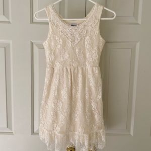 Girls Ivory Lace Dress Size 14
